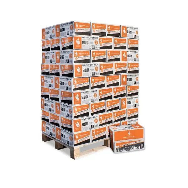 Heizfuxx Nestro Hartholz M Holzbriketts – 972 kg Palette (81×12 kg), Heizwert ≥4,8 kWh/kg, Rundbriketts