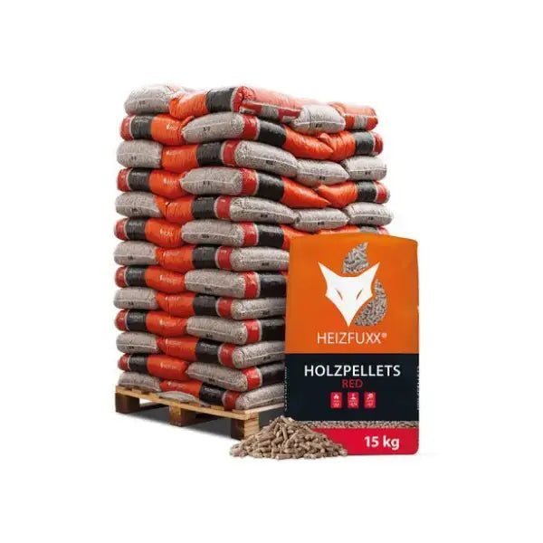 Heizfuxx Holzpellets Red ENplus A1 – 975 kg Palette (65×15 kg), Heizwert ≥4,6 kWh/kg, Nadelholz