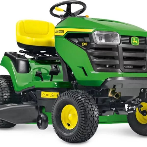 John Deere X107 Rasentraktor, 107 cm Schnittbreite, 17,5 PS Benzinmotor, Hydrostat, Seitenauswurf
