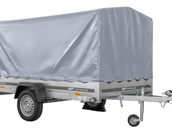 Autotransportanhänger auf Federn 264×150 UNITRAILER GARDEN 265/R KIPP mit H-1100 Rahmen und grauer Plane-Neu