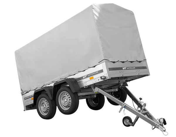 Der Anhänger Garden Trailer 264/2 KIPP MIT STÜTZRAD, H-1100-HOCHSPRIEGEL UND GRAUER PLANE-Neu