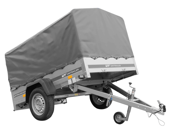 Einachsanhänger 200×125 UNITRAILER GARDEN 201 KIPP mit H-800 Rahmen und grauer Plane-Neu