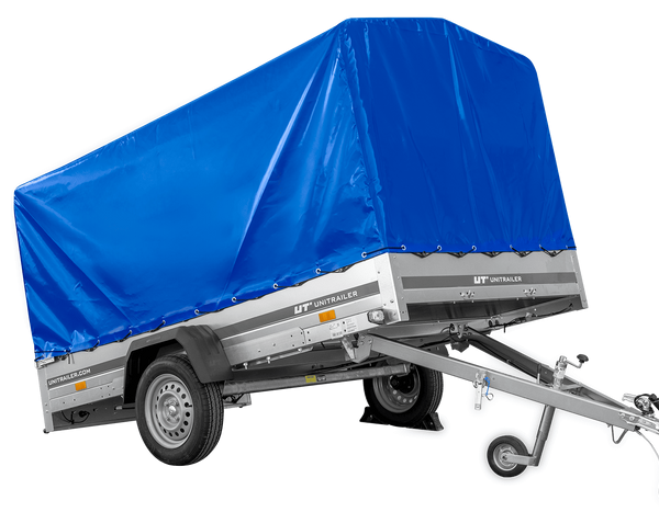 Einachsanhänger 264×150 UNITRAILER GARDEN 265 KIPP mit H-1100 Rahmen und blauer Plane-Neu