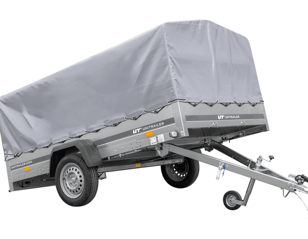 Einachsanhänger 264×150 UNITRAILER GARDEN 265 KIPP mit H-800 Rahmen und grauer Plane-Neu