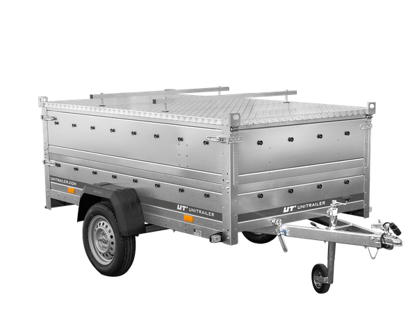 Einachsiger Anhänger 230×125 UNITRAILER GARDEN 230 KIPP mit Bordwandaufsatz und Aludeckel-Neu