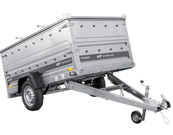 Einachsiger Anhänger auf Blattfedern 230×125 UNITRAILER FORCE 230/R KIPP mit BIS-Seitenwänden und Aluminiumabdeckung-Neu