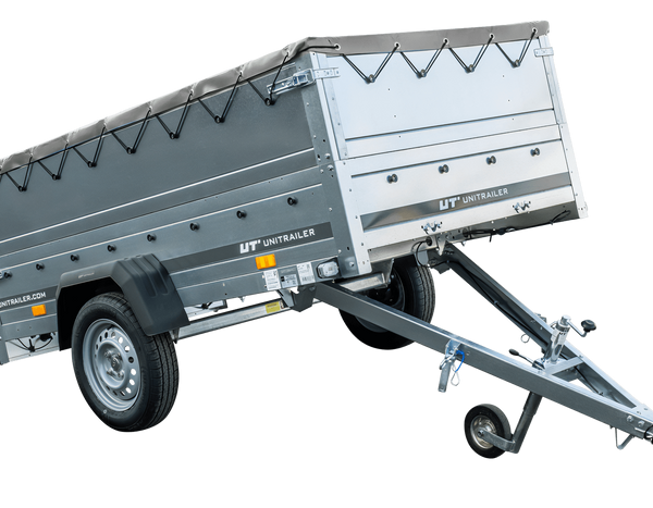 Faltbarer Anhänger GARDEN TRAILER 230 KIPP mit zusätzlichen Bordwänden, Stützrad und Flachplane-Neu