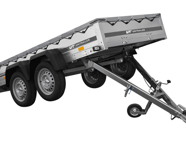 GARDEN TRAILER 264/2 KIPP MIT STÜTZRAD, GRAUE FLACHPLANE UND PLANENTRÄGER-Neu