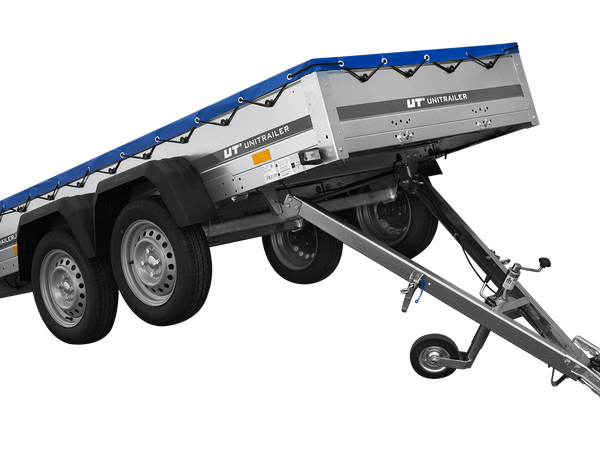 GARDEN TRAILER 264/2 KIPP MIT STÜTZRAD, PLANENTRÄGER UND BLAUER FLACHPLANE-Neu