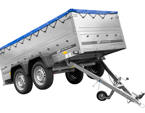 GARDEN TRAILER 264/2 KIPP Zweiachsanhänger mit Stützrad, Planenträgern, zus. Bordwänden und blauer Flachplane-Neu