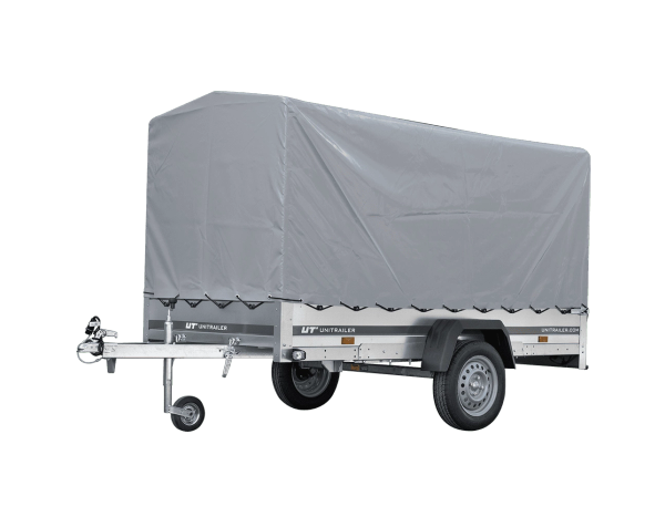 PKW-Anhänger auf Federn 264×125 UNITRAILER GARDEN 264/R KIPP mit H-1100-Rahmen und grauer Plane-Neu