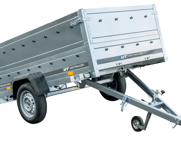 Pkw Anhänger Kipper 230×125 Garden Trailer 230 KIPP Unitrailer 750 kg mit Stützrad und zusätzlichen Bordwänden-Neu